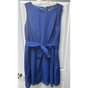 Tommy Hilfiger Dress Sleeveless‎ Women's Size 18 Blue Stripe Fit & Flare Lines